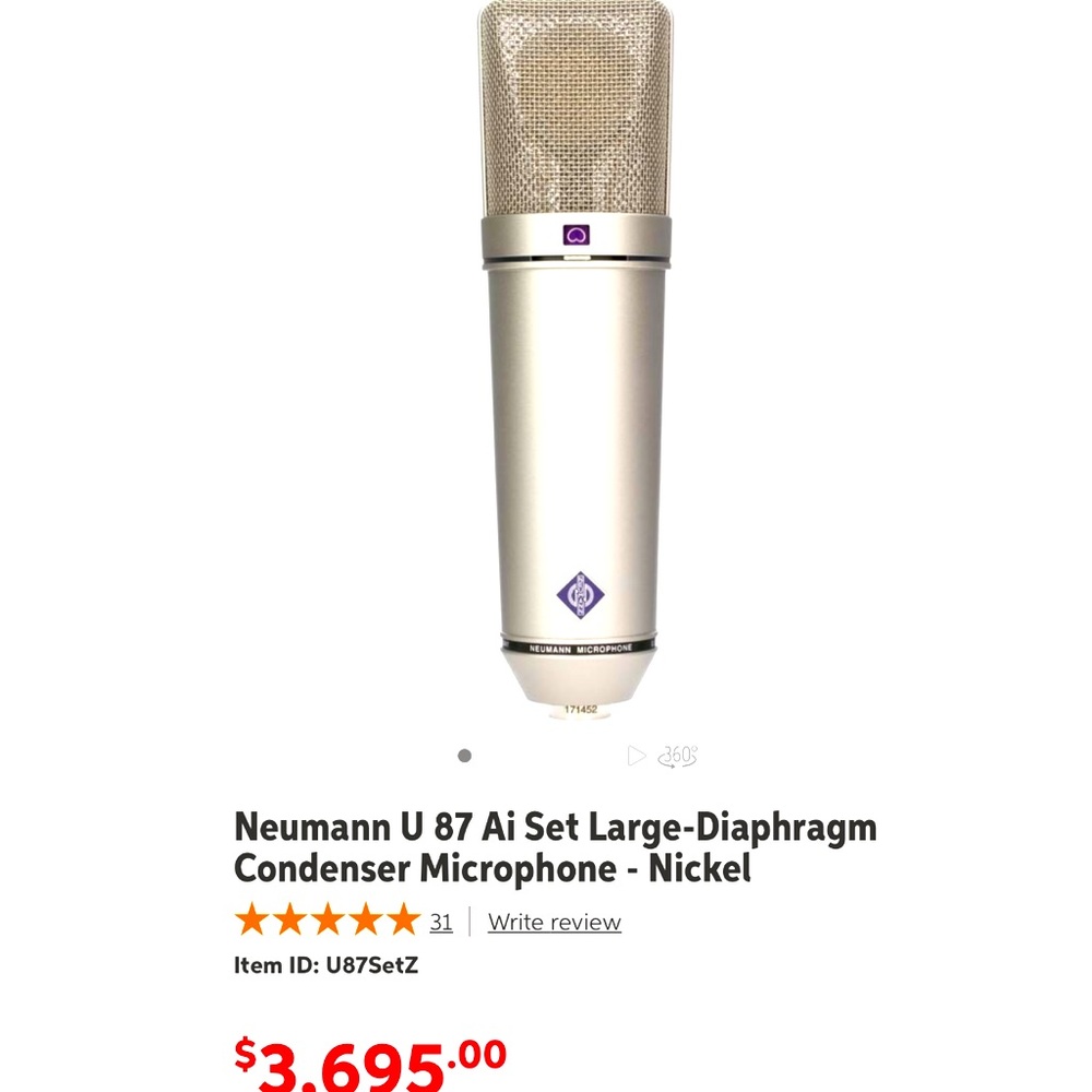 Neumann U 87 Professional Recording Condenser Mocrohjne. Brand New . Never Used